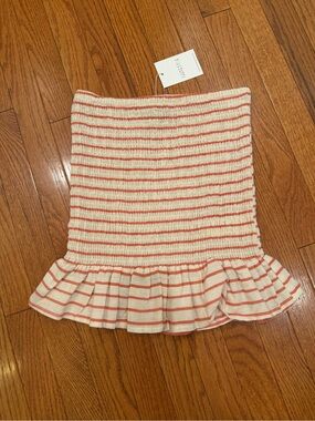 Compania Fantastica Striped Ruffle Hem Tube Skirt (or tube top)NWT